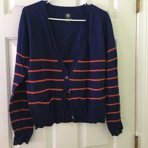 American Eagle Navy Orange Striped Cardigan